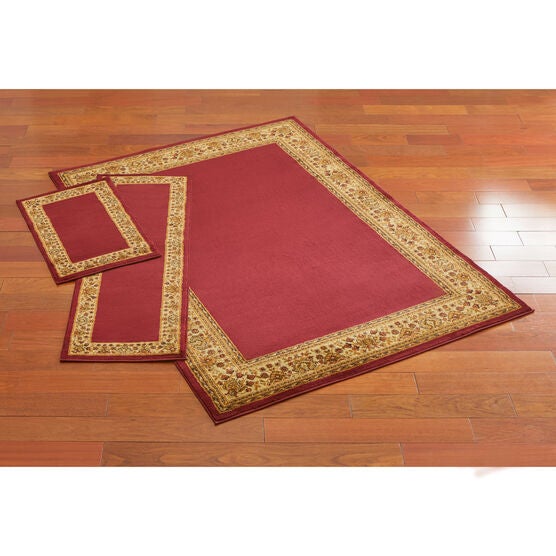 BrylaneHome Decorative 3-Pc Rug Set with Runner Gold Ivory